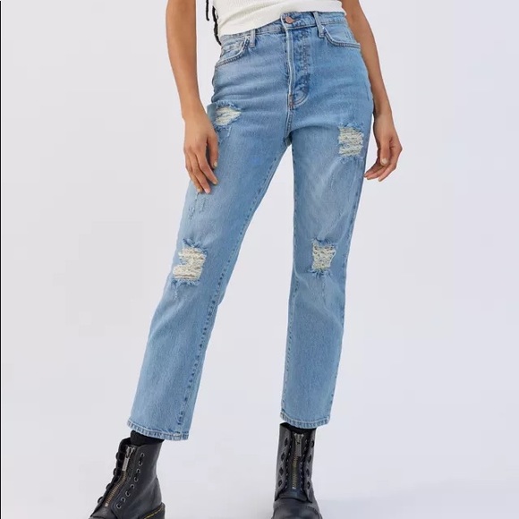 BDG High Waisted Skinny Straight Jean-Distressed - Picture 2 of 13